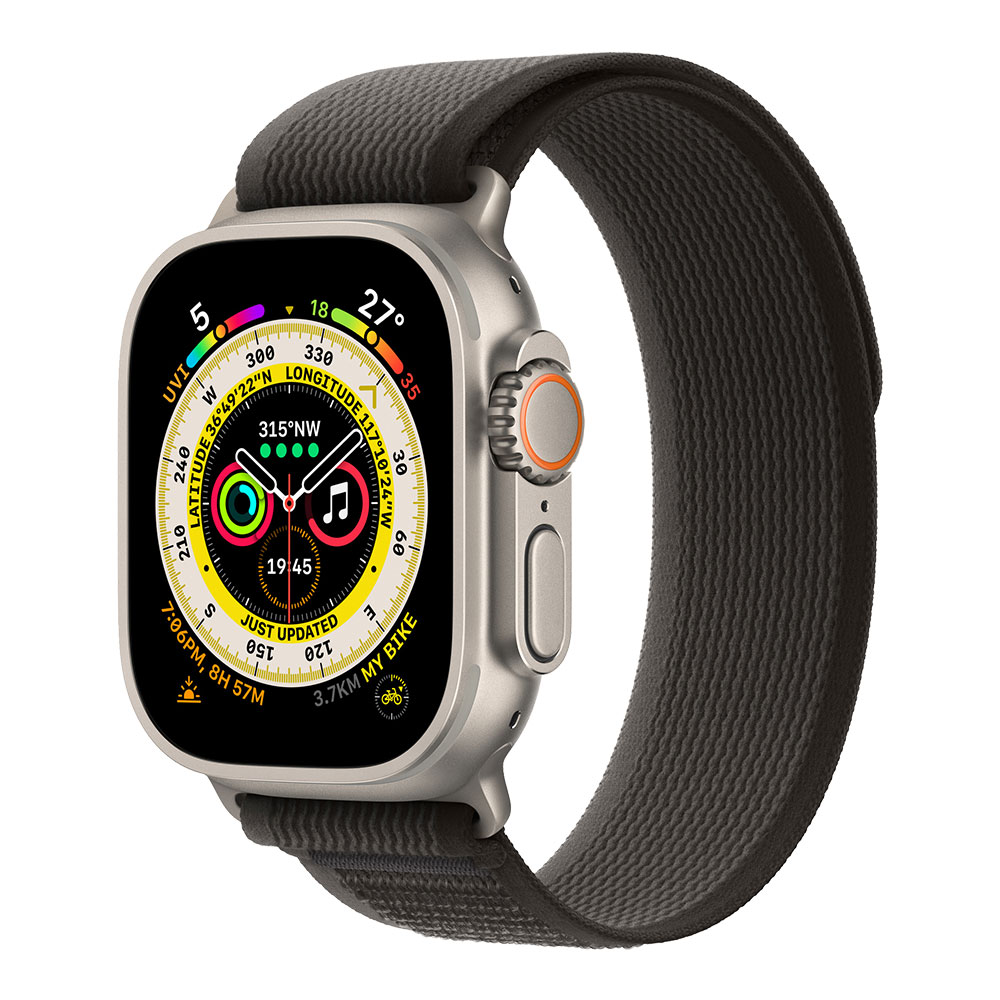  Apple Watch Ultra, ремешок Trial чёрного/серого цвета, малый/средний