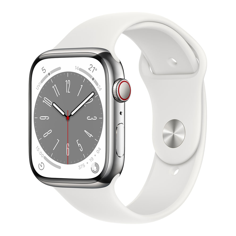  Apple Watch Series 8, 45 мм, cellular, серебристый/белый