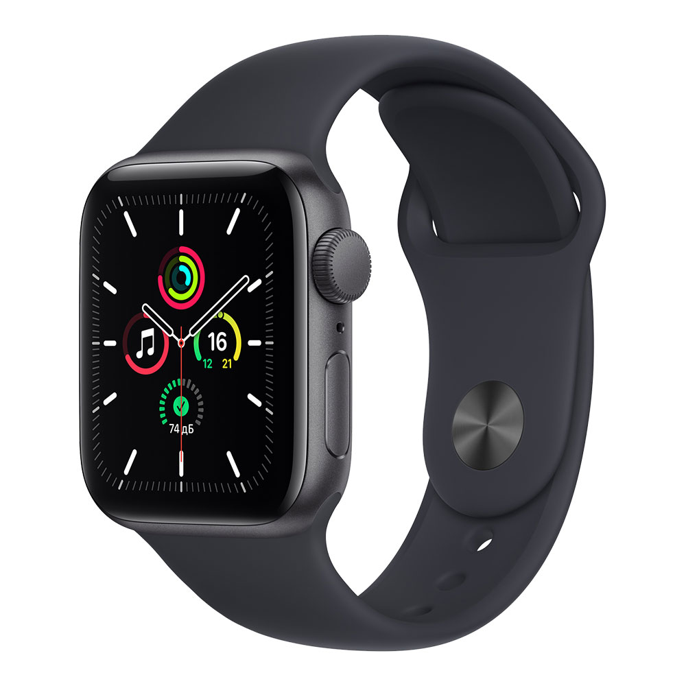  Apple Watch SE, 40 мм, корпус цвета серый космос, ремешок цвета тёмная ночь